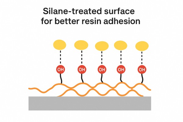 Silane-reated surface for better resin adhesion