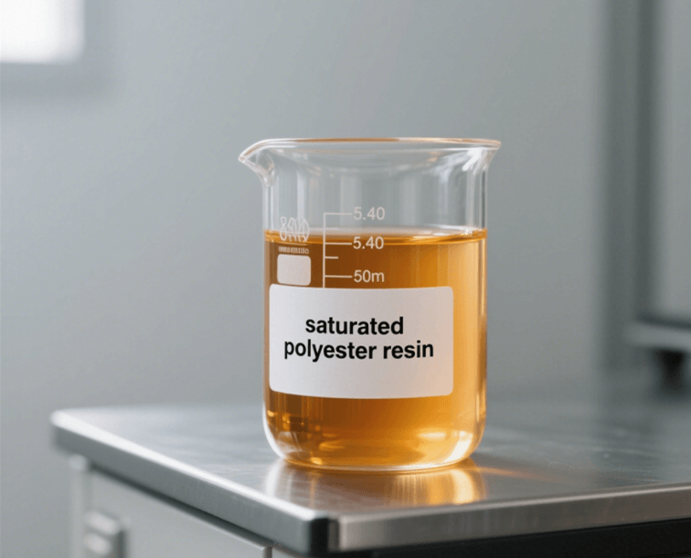 between saturated polyester resin